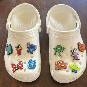 🔴Adult White Croc Shoes with Fun Disney Charms